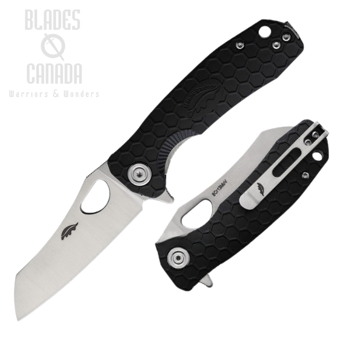 (image for) Honey Badger Small Wharncleaver Flipper Folding Knife, No Choil, FRN Black, HB1045