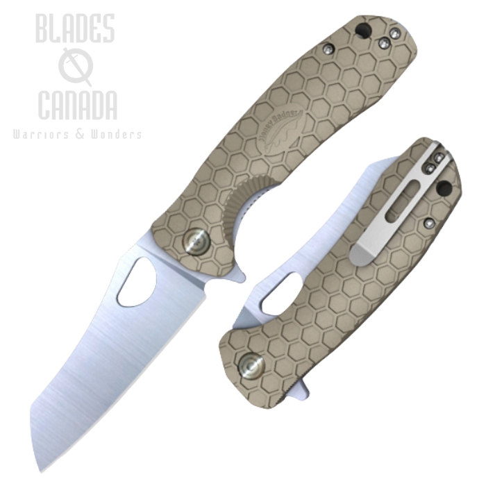 (image for) Honey Badger Small Wharncleaver Flipper Folding Knife, FRN Tan, HB1046