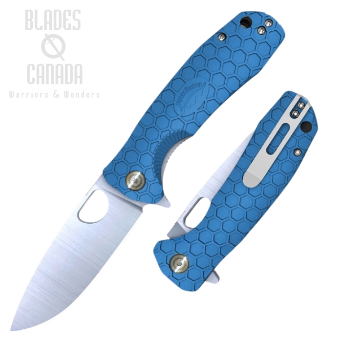 (image for) Honey Badger Med Flipper Folding Knife, No Choil, D2 Steel, FRN Blue, HB1058