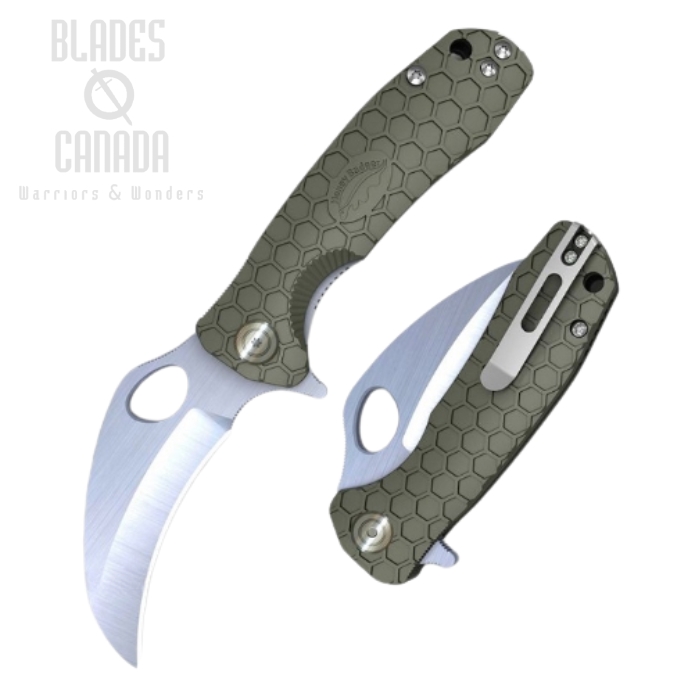 (image for) Honey Badger Med Claw Flipper Folding Knife, FRN Green, HB1123