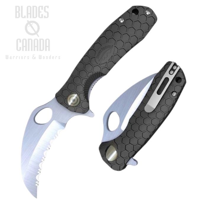 (image for) Honey Badger Mini Claw Flipper Folding Knife, Serrated, FRN Green, HB1153