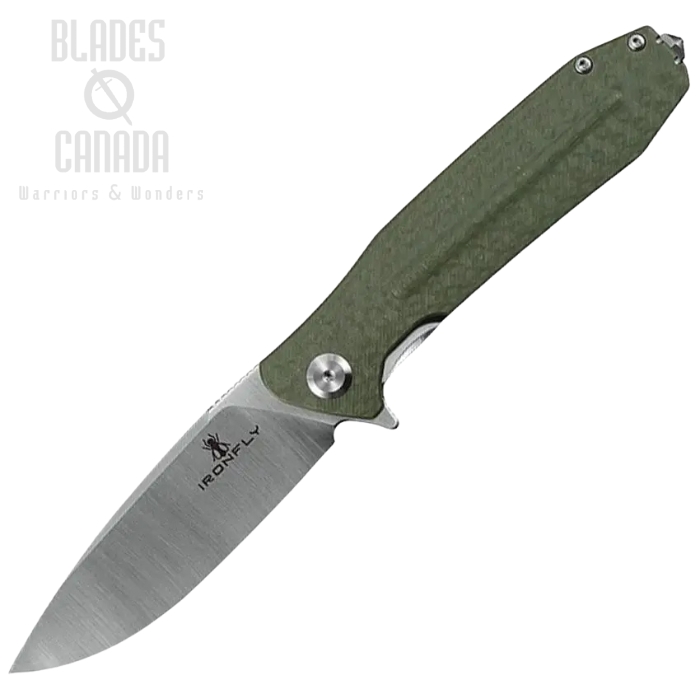 Ironfly Zesty Flipper Folding Knife, VG-10 Satin, G10 Green, Glass Breaker, IFVF01GN