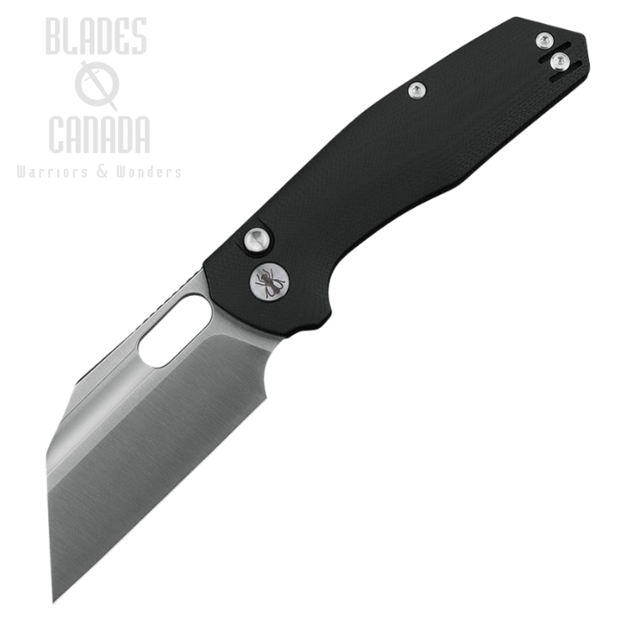 Ironfly Yolo Button Folding Knife, 14C28N Cleaver Satin, G10 Black, IFVF02BK