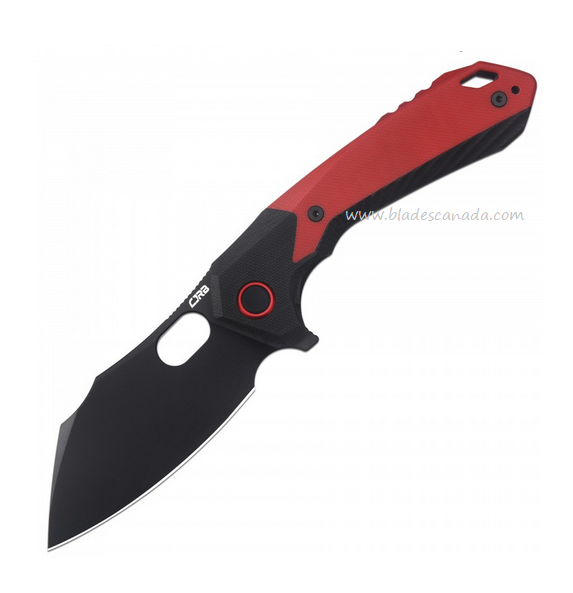 CJRB Caldera Flipper Folding Knife, AR-RPM9 Black, G10 Red/Black, J1923-BRE