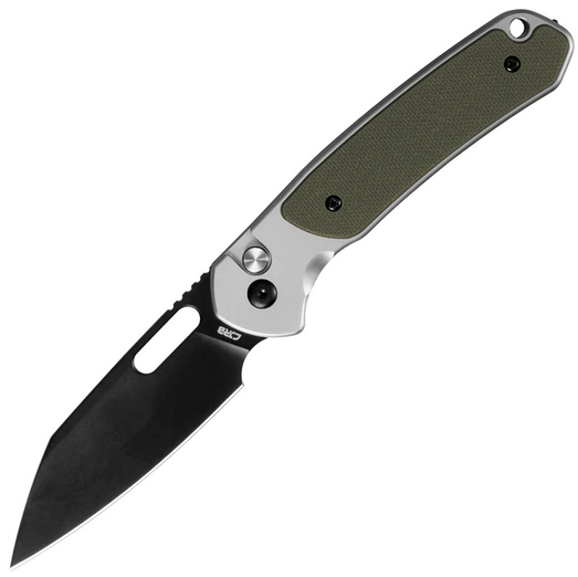 CJRB Perfect Pyrite Button Lock Folding Knife, AR-RPM9 Black, Steel/G10 Green, J1925A1-BGN
