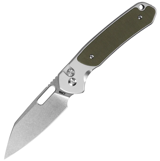 CJRB Perfect Pyrite Button Lock Folding Knife, AR-RPM9 SW, Steel/G10 Green, J1925A1-GN
