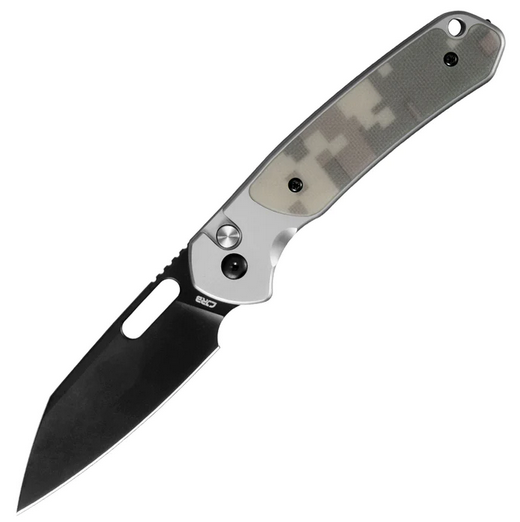 CJRB Perfect Pyrite Button Lock Folding Knife, AR-RPM9 Black, Steel/G10 Digi Camo, J1925A1-BCG