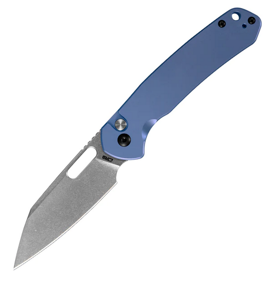 CJRB Perfect Pyrite Project Button Lock Folding Knife, AR-RPM9, Titanium Blue, J1925AT2-BU