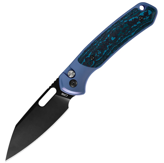 CJRB Perfect Pyrite Button Lock Folding Knife, S90V Black, Titanium/Carbon Fiber, J1925AT4-BFCG