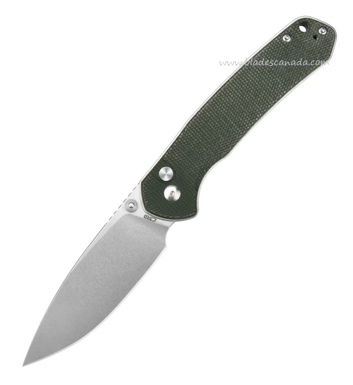 CJRB Large Pyrite Flipper Button Lock Knife, AR-RPM9, Micarta OD Green, J1925L-ODG