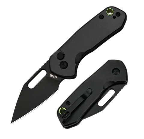 CJRB Mini Pyrite Button Lock Folding Knife, AR-RPM9 Black, Aluminum Black, J1933-BBK