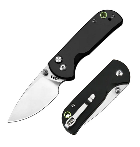 CJRB Mica Button Lock Folding Knife, AR-RPM9, Aluminum Black, J1934-BK