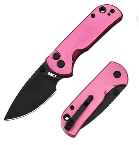 CJRB Mica Button lock Folding Knife, AR-RPM9 Black, Aluminum Pink, J1934-BPK