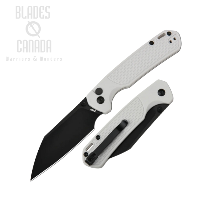 CJRB Pyrite-Light Button Lock Folding Knife, AR-RPM9 Black, FRN Light Gray, J1945-BGY