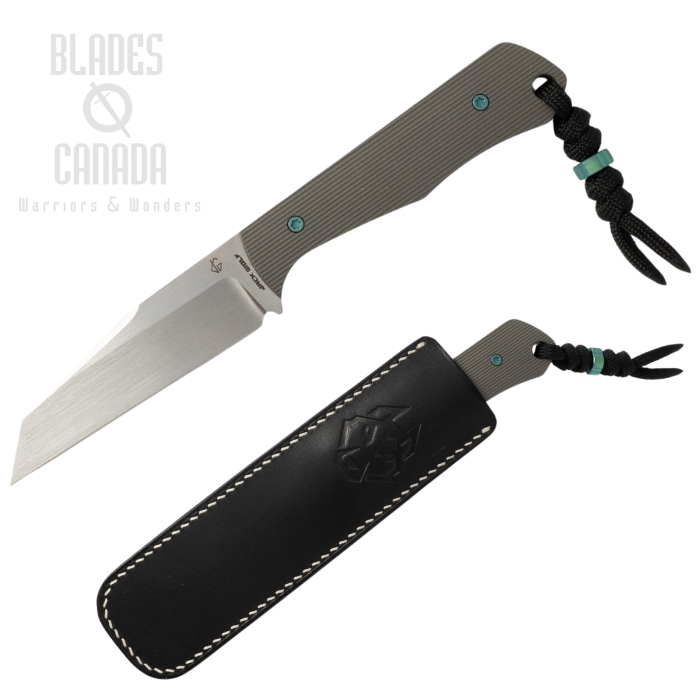 (Coming Soon) Jack Wolf Collusion Fixed Blade Knife, S90V Satin, Titanium Stripe, Black Leather Sheath, COLLU-01-TI-STRIPE