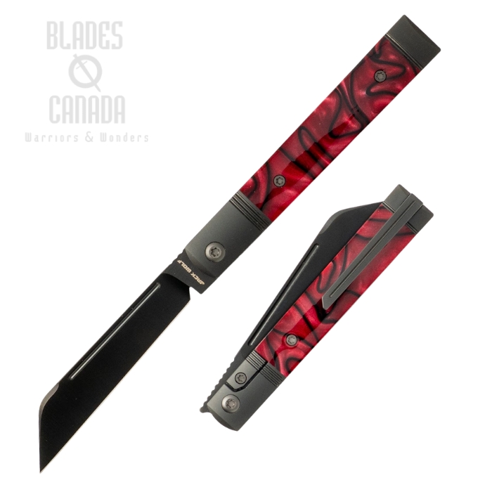 (image for) (Coming Soon) Jack Wolf Feelbetter Jack Framelock Folding Knife, S90V Black, Kirinite True Blood, FEELB-01-KIR-TRU-BLD
