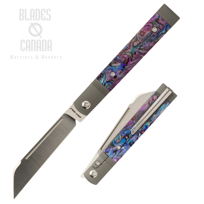 (image for) (Coming Soon) Jack Wolf Feelbetter Jack Framelock Folding Knife, S90V Satin, Abalone Purple, FEELB-01-PUR-ABALONE