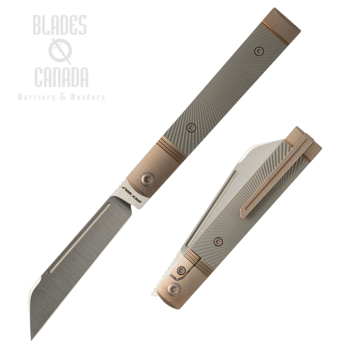 (image for) (Coming Soon) Jack Wolf Feelbetter Jack Framelock Folding Knife, S90V Satin, Titanium Dark Blasted Starburst, FEELB-01-TI-STAR