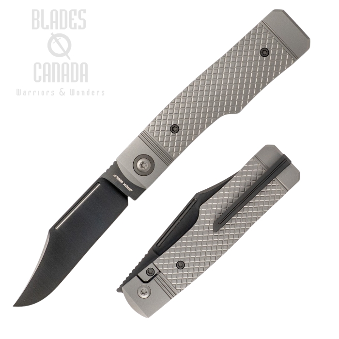 (Coming Soon) Jack Wolf Gunslinger Jack Bolster Lock Folding Knife, S90V Black, Titanium Cross Hatch, GUNSL-03-TI-XHATCH (image for) (Coming Soon) Jack Wolf Gunslinger Jack Bolster Lock Folding Knife, S90V Black, Titanium Cross Hatch, GUNSL-03-TI-XHATCH