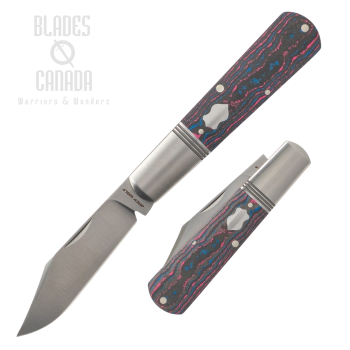(image for) (Coming Soon) Jack Wolf Gateway Barlow Slipjoint Folding Knife, 14C28N Satin, CamoCarbon Miami, GW-BAR-02-CC-MIAMI