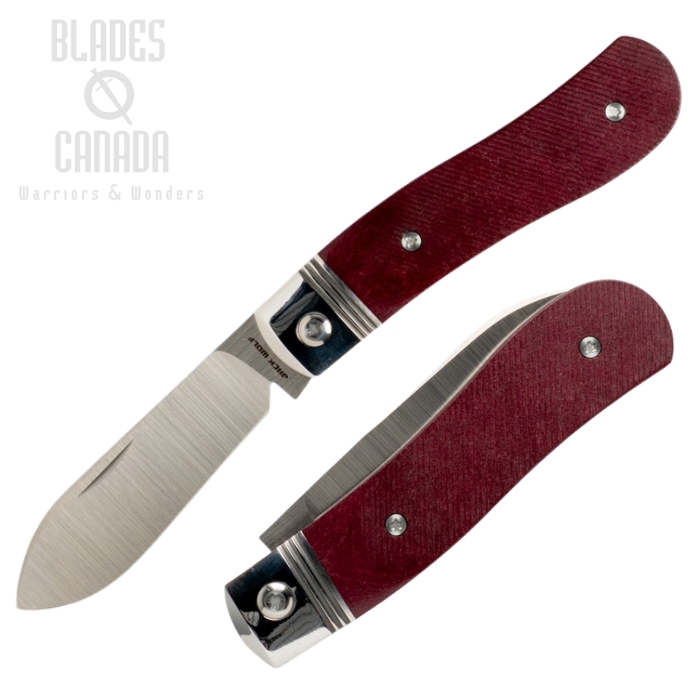 (Coming Soon) Jack Wolf K9 Jack Slipjoint Folding Knife, 154CM Belt Satin, Richlite Redstone Sawcut