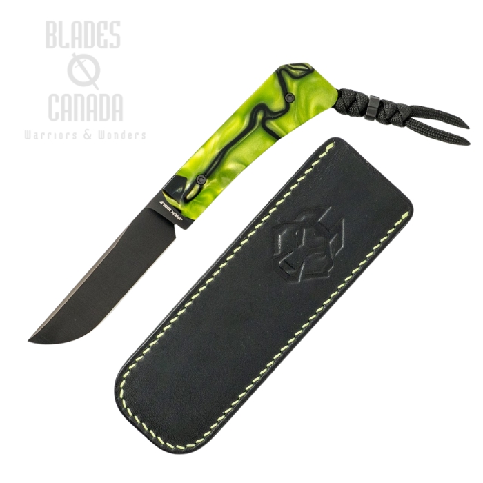 (Coming Soon) Jack Wolf Pioneer Fixed Blade Knife, S90V Satin Black, Kirinite Toxic Green, Leather Black Sheath, PIONE-FX-01-KIR-TOX-GRN (image for) (Coming Soon) Jack Wolf Pioneer Fixed Blade Knife, S90V Satin Black, Kirinite Toxic Green, Leather Black Sheath, PIONE-FX-01-KIR-TOX-GRN