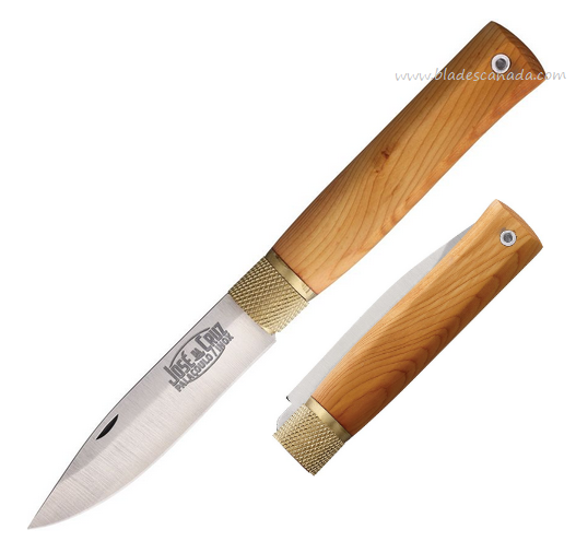 Jose Da Cruz Large Slipjoint Folding Knife, Stainless Satin, Yew Wood, JDCIM85018