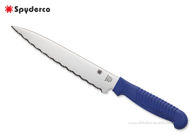 Spyderco Utility Kitchen Knife, MBS-26 Steel, Polypropylene Blue Handle, K04SBL