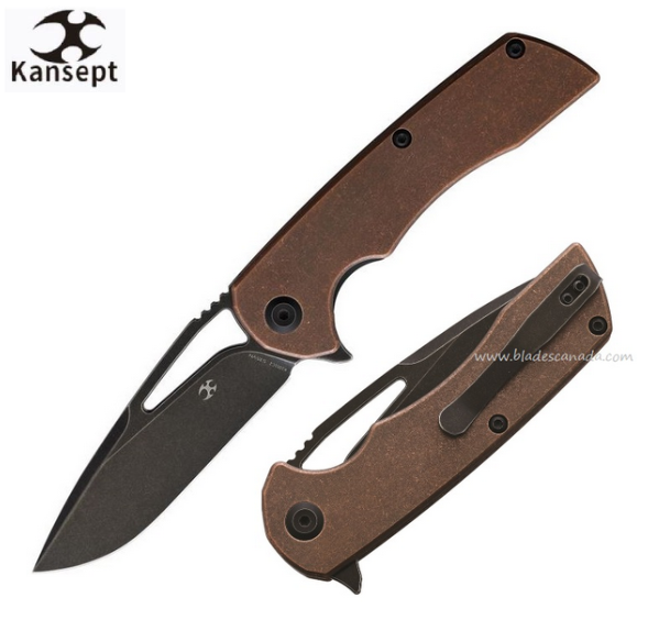 Kansept Kryo Flipper Framelock Knife, CPM S35VN, Copper Handle, K1001C2