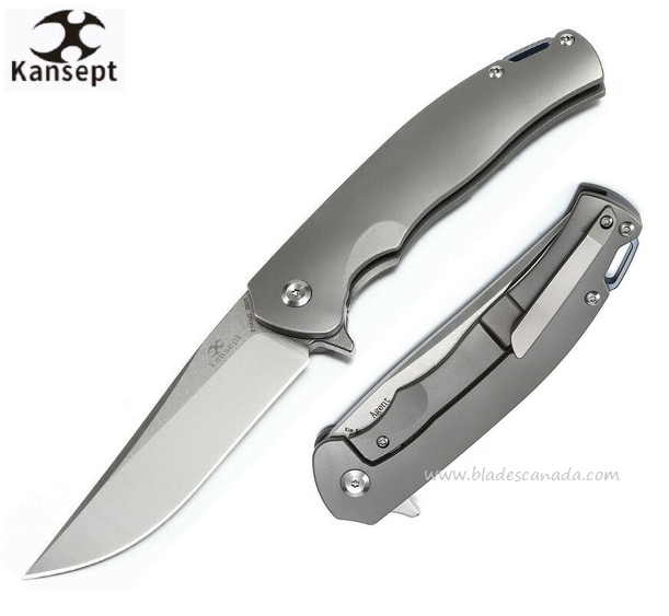 Kansept Agent Flipper Framelock Knife, CPM S35VN, Titanium, K1004A2