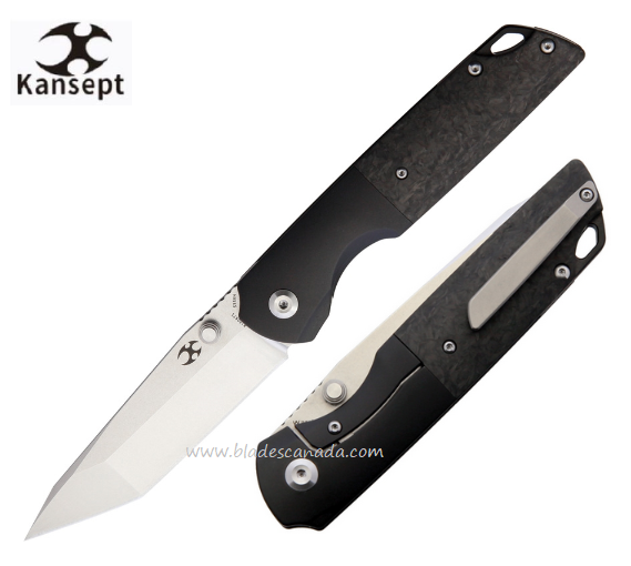 Kansept Warrior Framelock Folding Knife, CPM S35VN Tanto, Titanium/Carbon Fiber, K1005T1