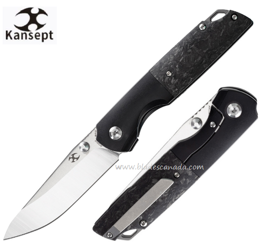 Kansept Warrior Left Handed Framelock Folding Knife, CPM S35VN, Titanium/Carbon Fiber, K1005T6L