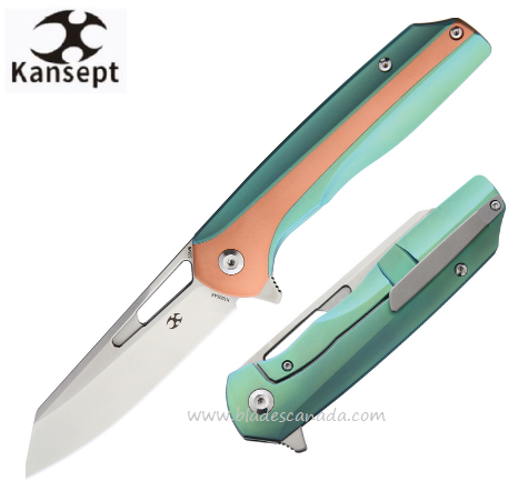 Kansept Shard Flipper Framelock Knife, CPM S35VN, Titanium/Copper, K1006A6