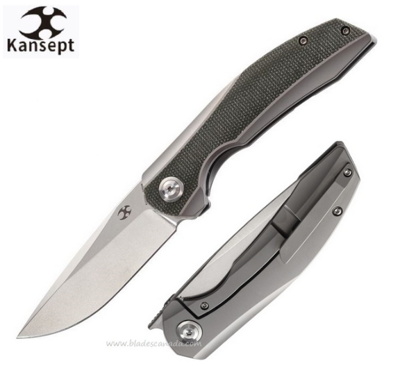 Kansept Accipiter Framelock Flipper Knife, CPM S35VN, Titanium/Micarta, K1007A1 - Click Image to Close