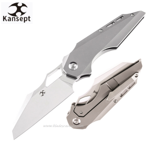 Kansept Genesis Framelock Folding Knife, CPM S35VN Wharncliffe, Titanium Grey, K1010A1