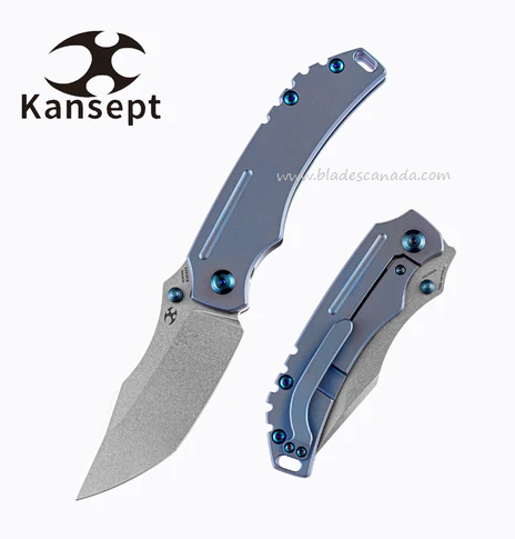 Kansept Pelican Framelock Folding Knife, CPM S35VN SW, Titanium Blue, K1018A5