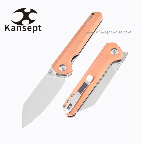 Kansept Bulldozer Flipper Folding Knife, CPM S35VN, Copper Red, K1028B1