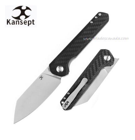 Kansept Bulldozer Flipper Folding Knife, CPM S35VN Satin, Carbon Fiber, K1028C2