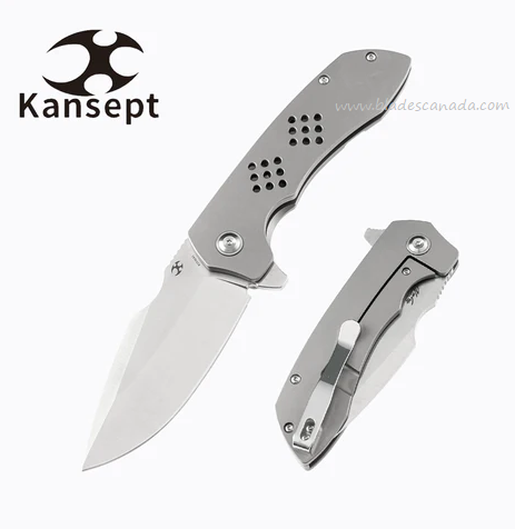 Kansept Entity Flipper Framelock Knife, CPM S35VN Satin, Titanium, K1036A1