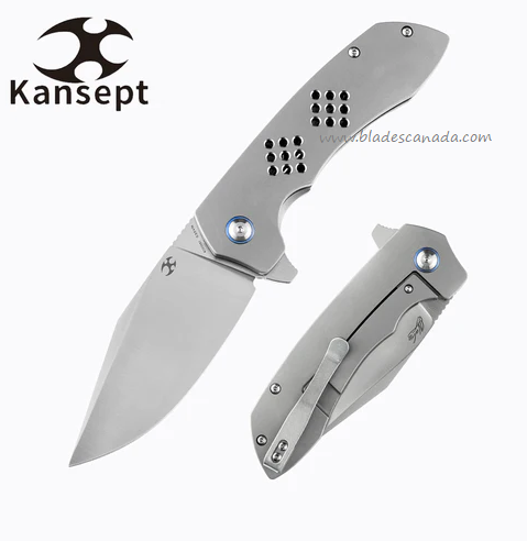 Kansept Entity Flipper Framelock Knife, CPM S35VN Satin, Titanium, K1036B1
