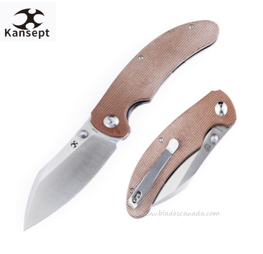 Kansept Nesstreet Folding Knife, CPM S35VN Satin, Micarta Brown, K1039A1