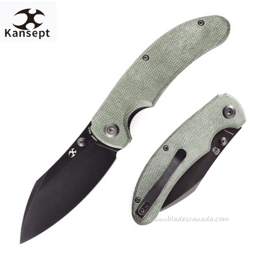 Kansept Nesstreet Folding Knife, CPM S35VN Black, Micarta Green, K1039A3