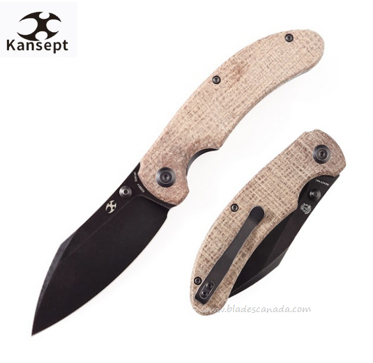 Kansept Nesstreet Folding Knife, CPM S35VN Black SW, Micarta Brown, K1039A4