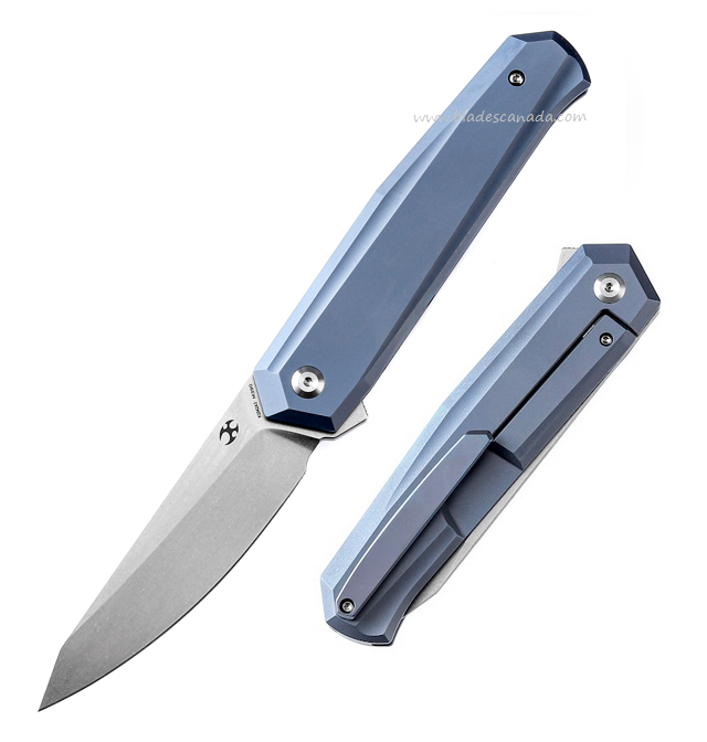 Kansept Integra Flipper Framelock Knife, M390 SW, Titanium Blue, K1042A3
