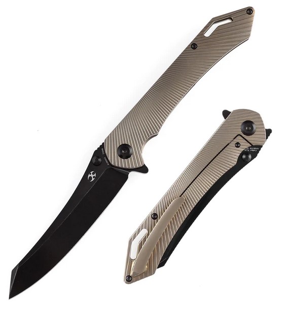 Kansept Colibri Framelock Flipper Folding Knife, CPM-S35VN, Bronze Titanium, K1060A5