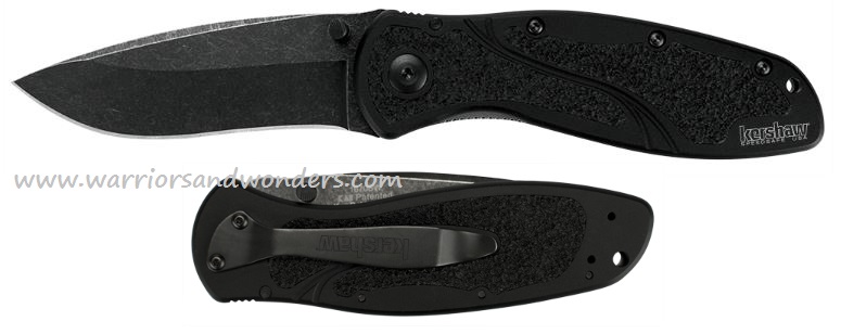 Kershaw Blur Folding Knife, Assisted Opening, 14C28N Sandvik, Aluminum Black, K1670BW - Click Image to Close