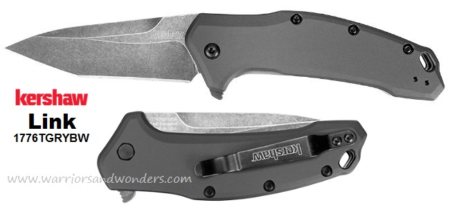 Kershaw Link Flipper Folding Knife, Assisted Opening, 420 Tanto, Aluminum Grey, K1776TGRYBW - Click Image to Close