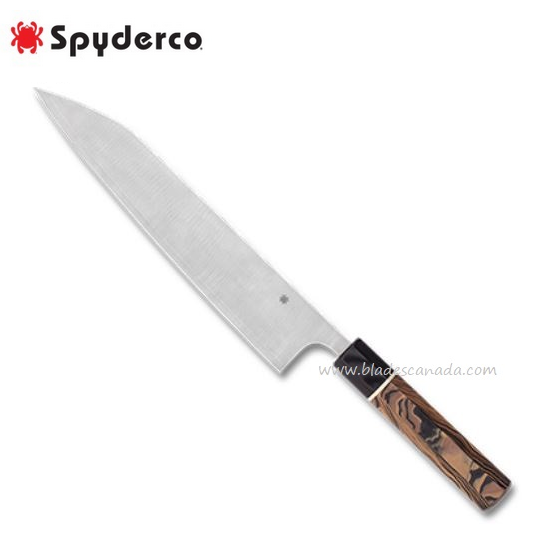 Spyderco Itamae Gyuto Kitchen Knife, Super Blue/SUS410 Steel, Burl G10, K19GPBNBK