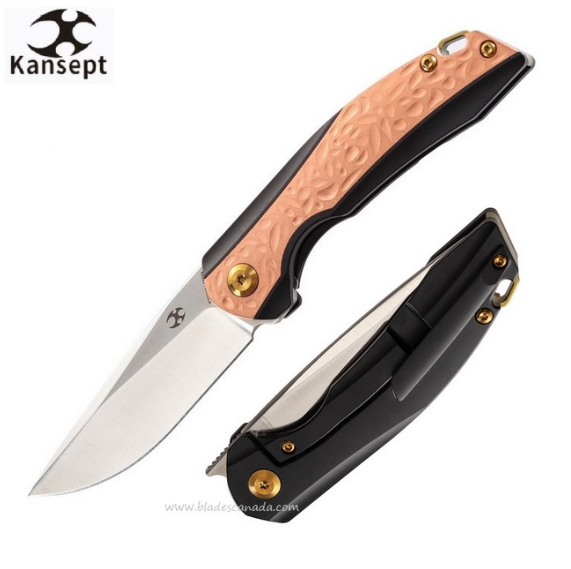 Kansept Mini Accipiter Framelock Flipper Knife, CPM S35VN, Titanium/Copper, K2007A3 - Click Image to Close