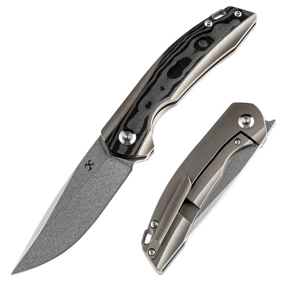 Kansept Mini Accipiter Framelock Flipper Folding Knife, CPM-S35VN, CF/Titanium, K2007A8